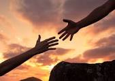 Lending a helping hand. People helping each other and ...